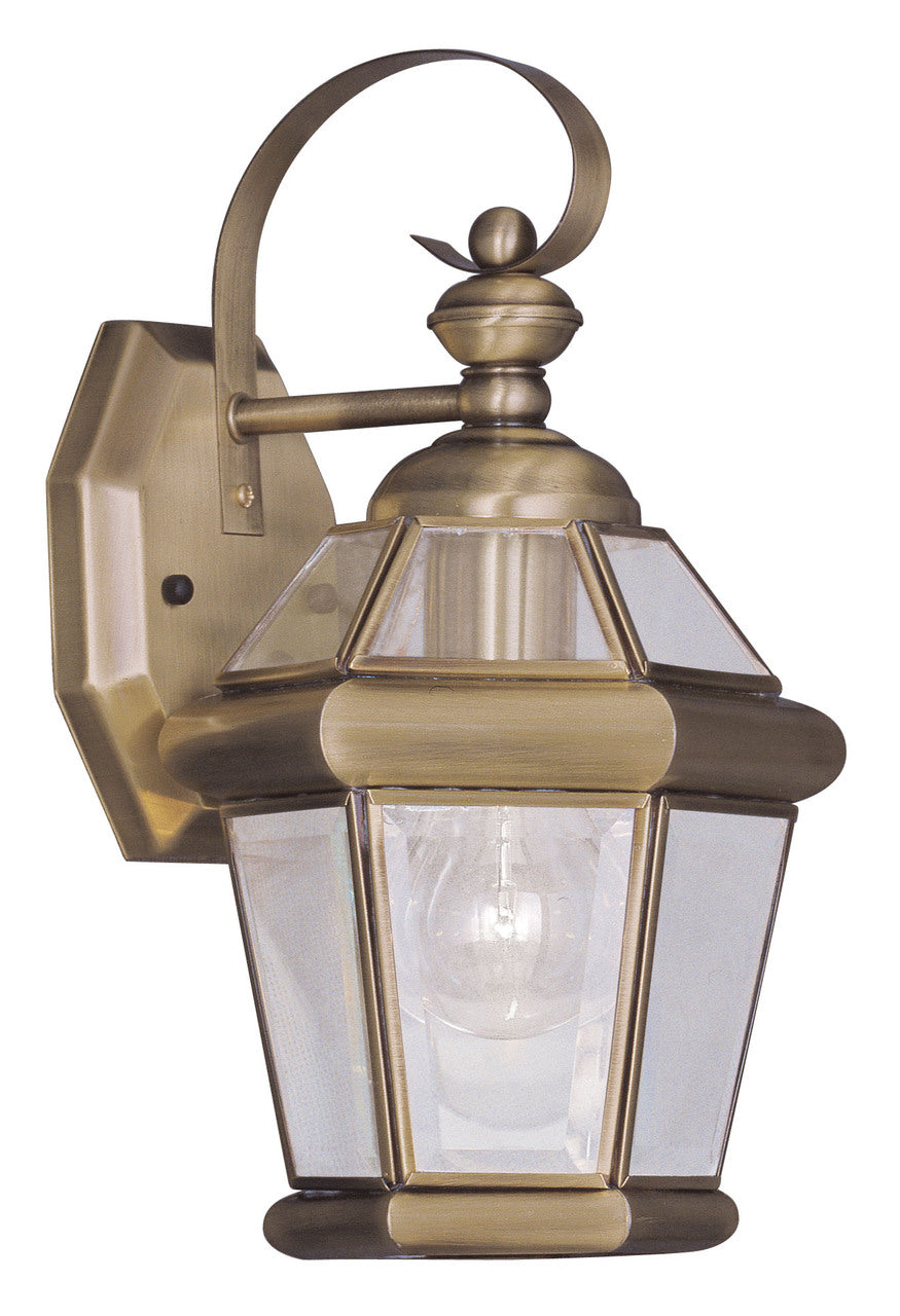 LIVEX Lighting 2061-01 Georgetown Outdoor Wall Lantern in Antique Brass (1 Light)