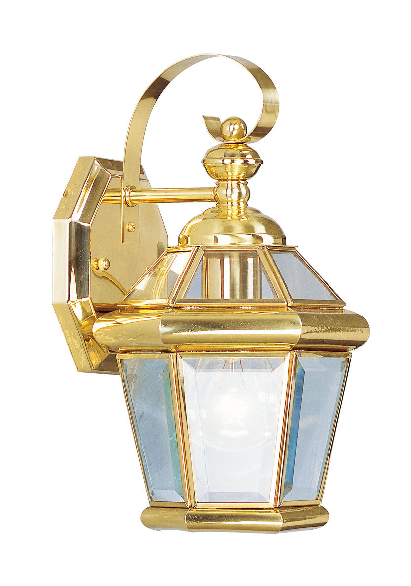 LIVEX Lighting 2061-02 Georgetown Outdoor Wall Lantern in Polished Brass (1 Light)