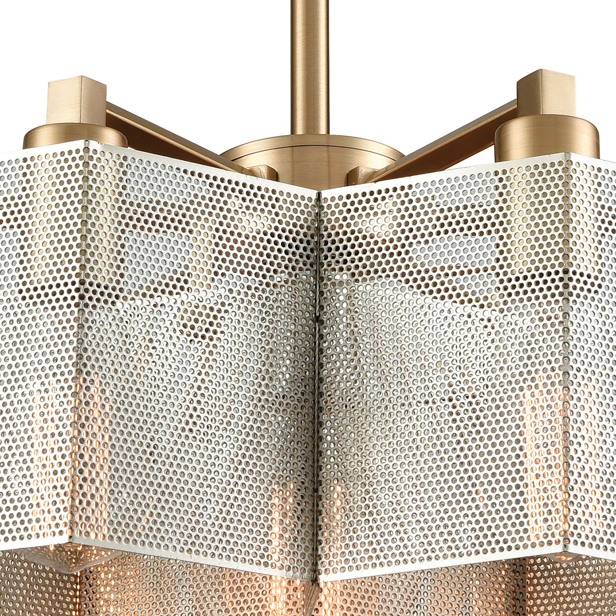 ELK Lighting 21113/7 Compartir 7-Light Chandelier in Satin Brass with Perforated Metal Shade
