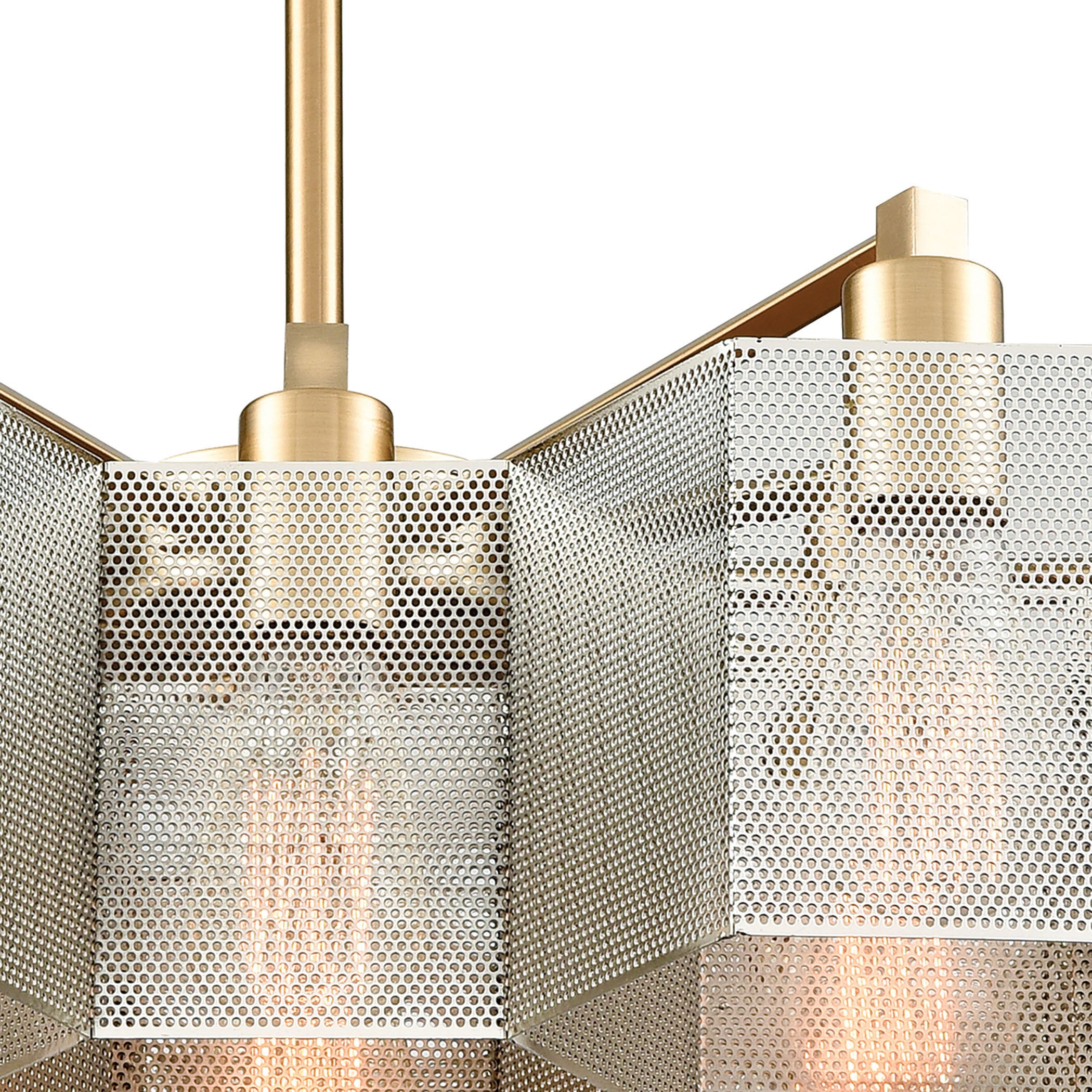 ELK Lighting 21115/13 Compartir 13-Light Chandelier in Satin Brass with Perforated Metal Shade
