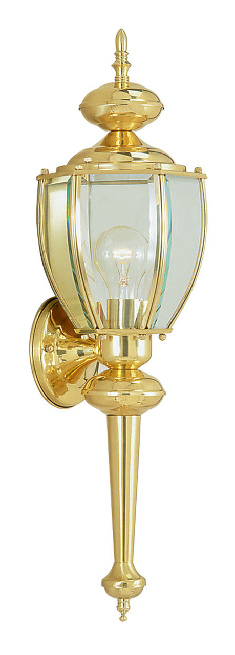LIVEX Lighting 2112-02 Outdoor Basics Wall Lantern in Polished Brass (1 Light)