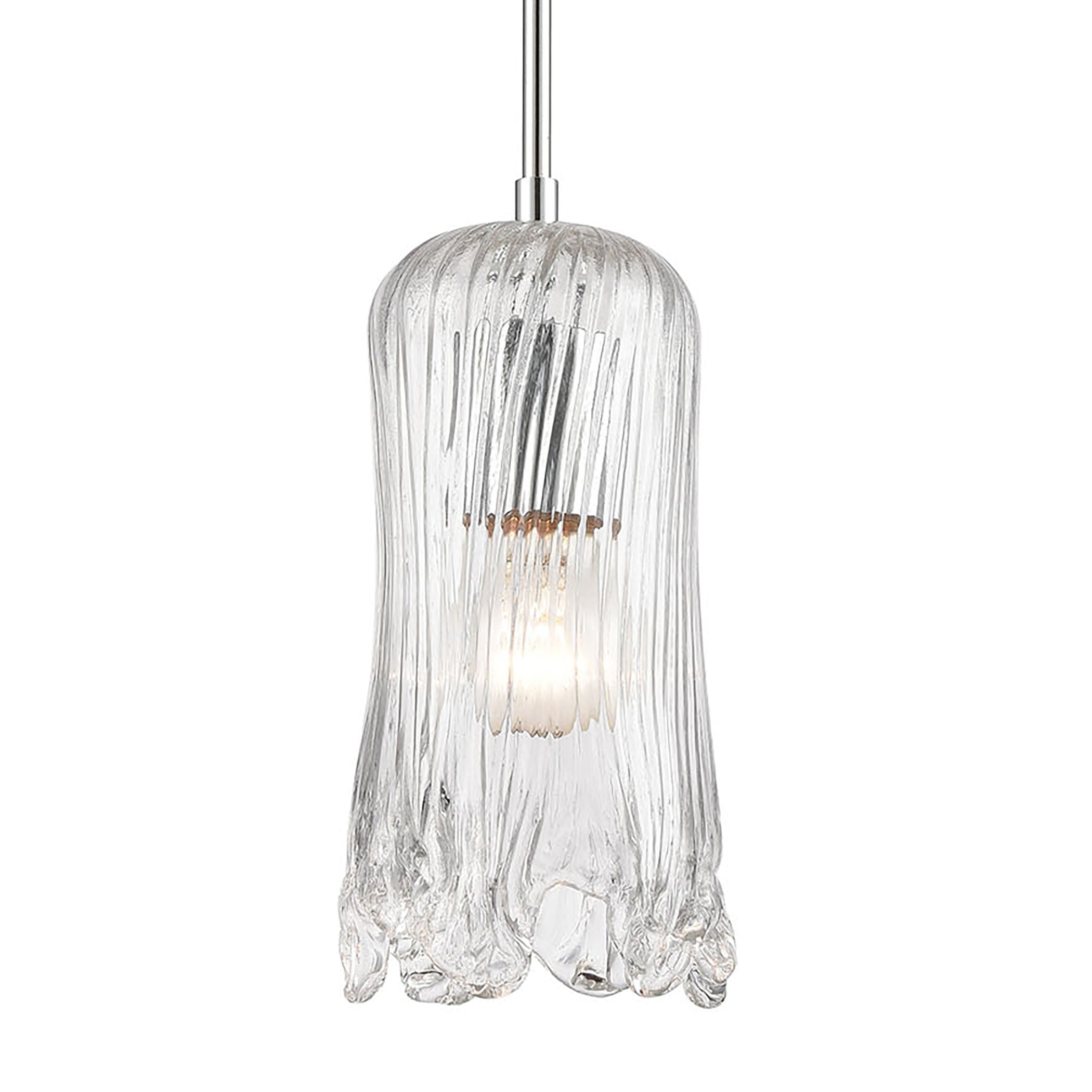 ELK Lighting 21165/1 Hand Formed Glass 1-Light Mini Pendant in Polished Chrome with Clear Hand Formed Glass