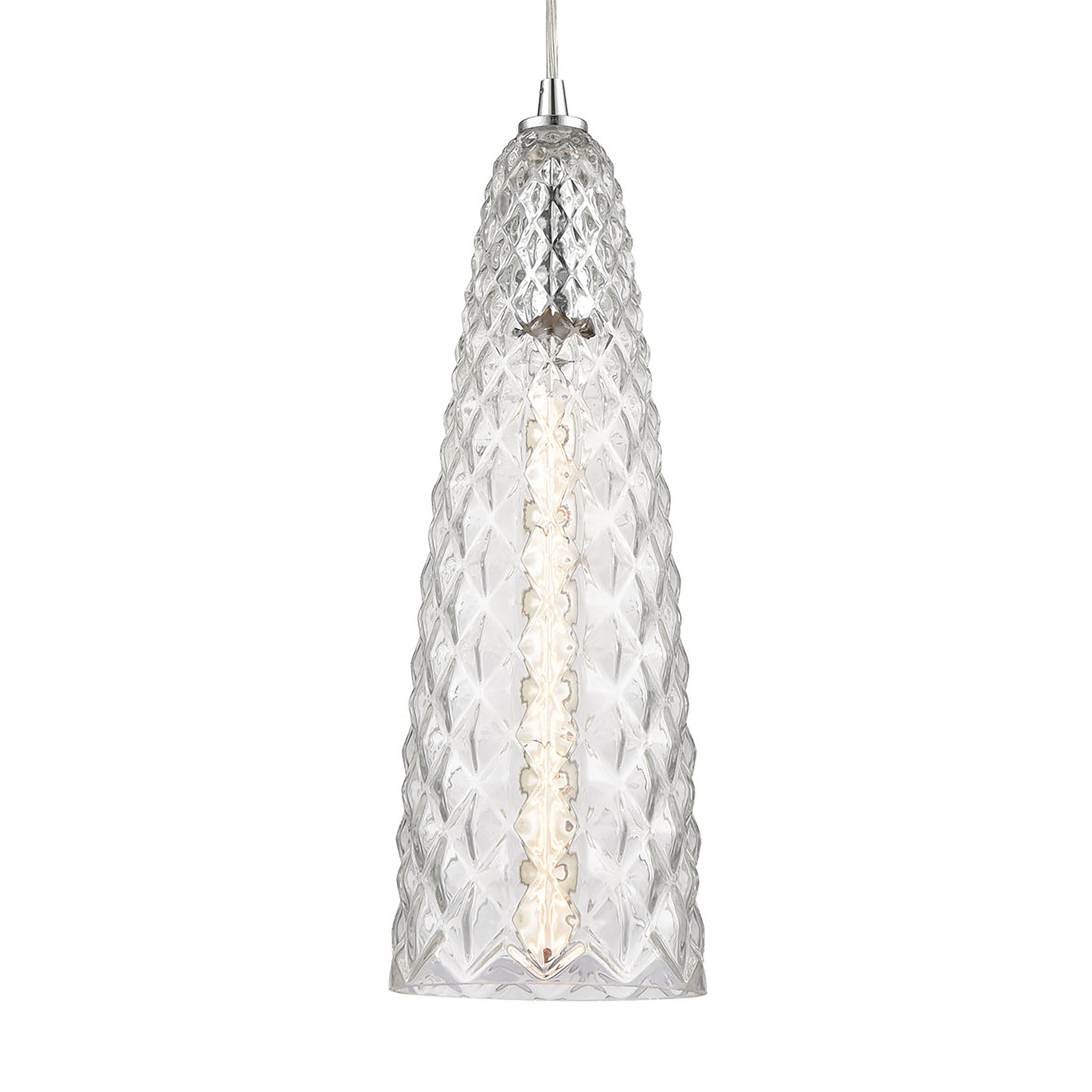 ELK Lighting 21167/1 Glitzy 1-Light Mini Pendant in Polished Chrome with Clear Glass