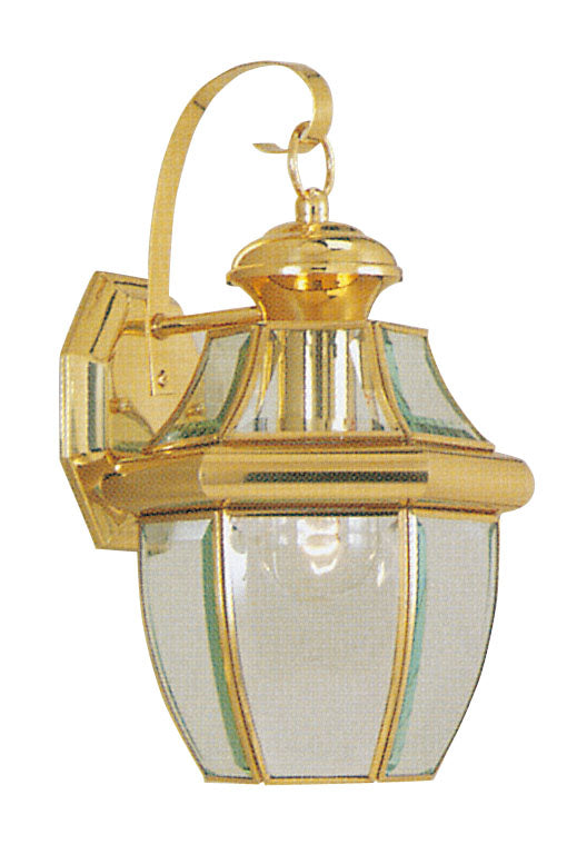 LIVEX Lighting 2151-02 Monterey Outdoor Wall Lantern in Polished Brass (1 Light)