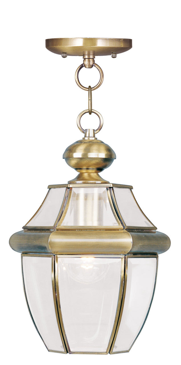 LIVEX Lighting 2152-01 Monterey Outdoor Chain Lantern in Antique Brass (1 Light)