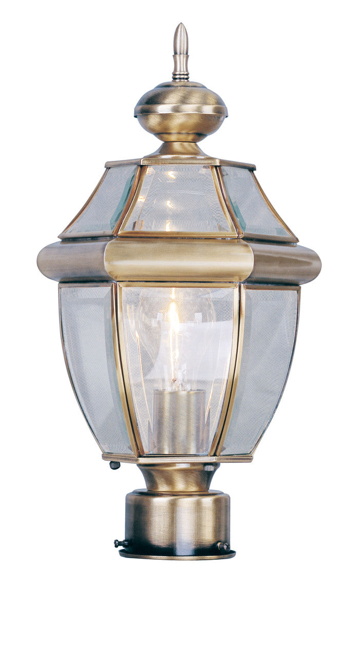 LIVEX Lighting 2153-01 Monterey Outdoor Post Lantern in Antique Brass (1 Light)