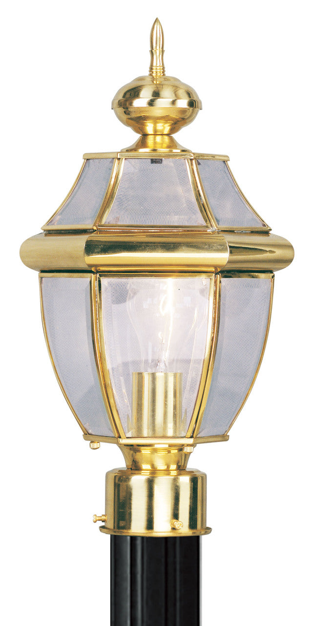 LIVEX Lighting 2153-02 Monterey Outdoor Post Lantern in Polished Brass (1 Light)