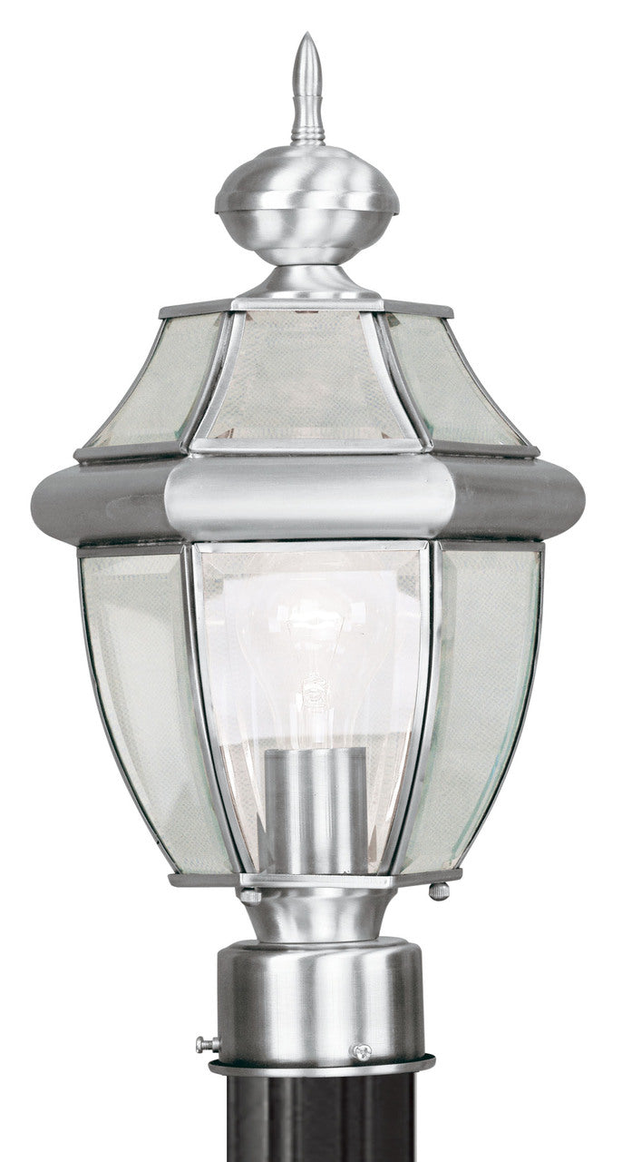 LIVEX Lighting 2153-91 Monterey Outdoor Post Lantern in Brushed Nickel (1 Light)
