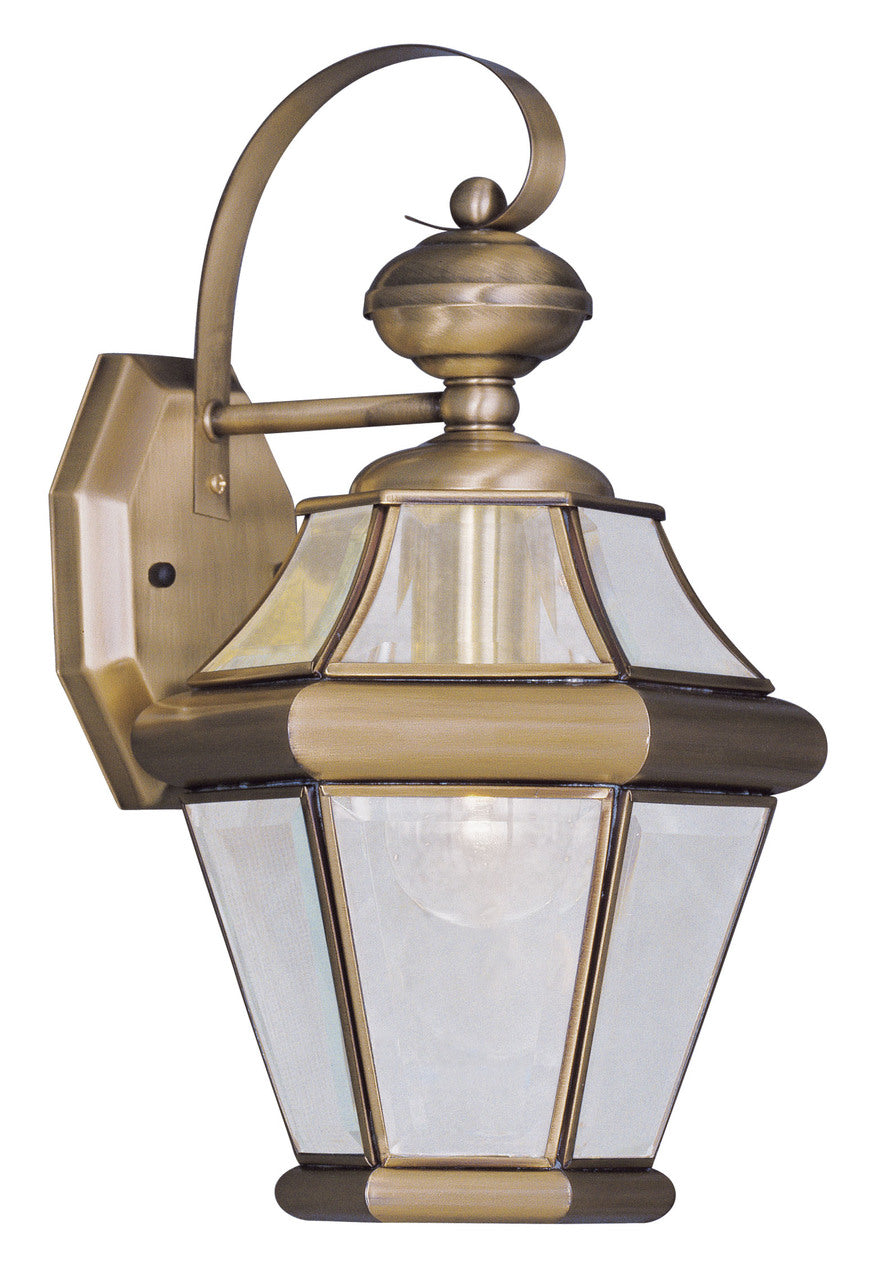 LIVEX Lighting 2161-01 Georgetown Outdoor Wall Lantern in Antique Brass (1 Light)