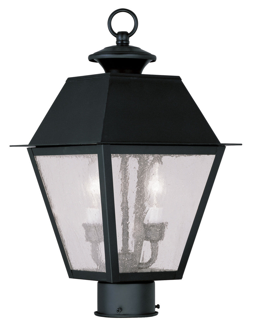 LIVEX Lighting 2166-04 Mansfield Outdoor Post Lantern in Black (2 Light)