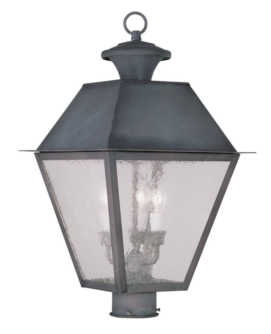 LIVEX Lighting 2169-61 Mansfield Outdoor Post Lantern in Charcoal (3 Light)