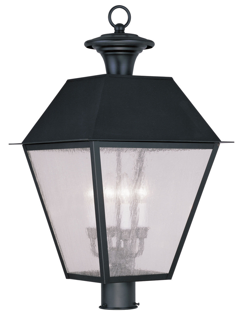 LIVEX Lighting 2173-04 Mansfield Outdoor Post Lantern in Black (4 Light)