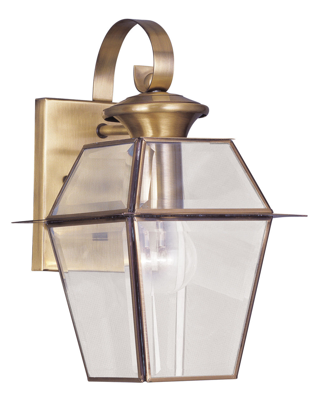 LIVEX Lighting 2181-01 Westover Outdoor Wall Lantern in Antique Brass (1 Light)