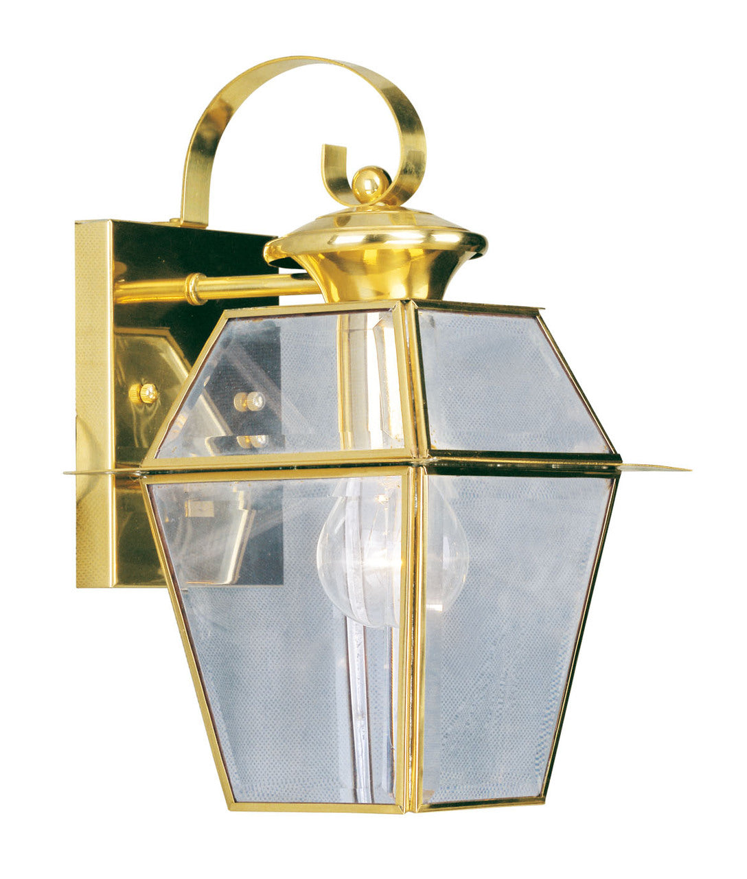 LIVEX Lighting 2181-02 Westover Outdoor Wall Lantern in Polished Brass (1 Light)