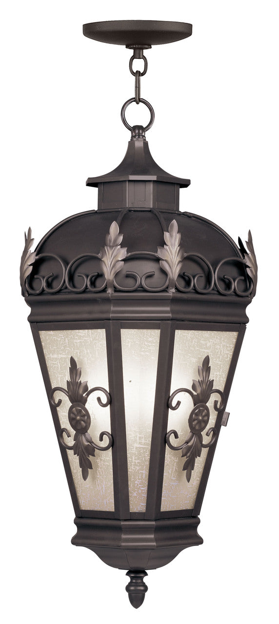 LIVEX Lighting 2199-07 Berkshire Outdoor Chain Lantern in Bronze (3 Light)
