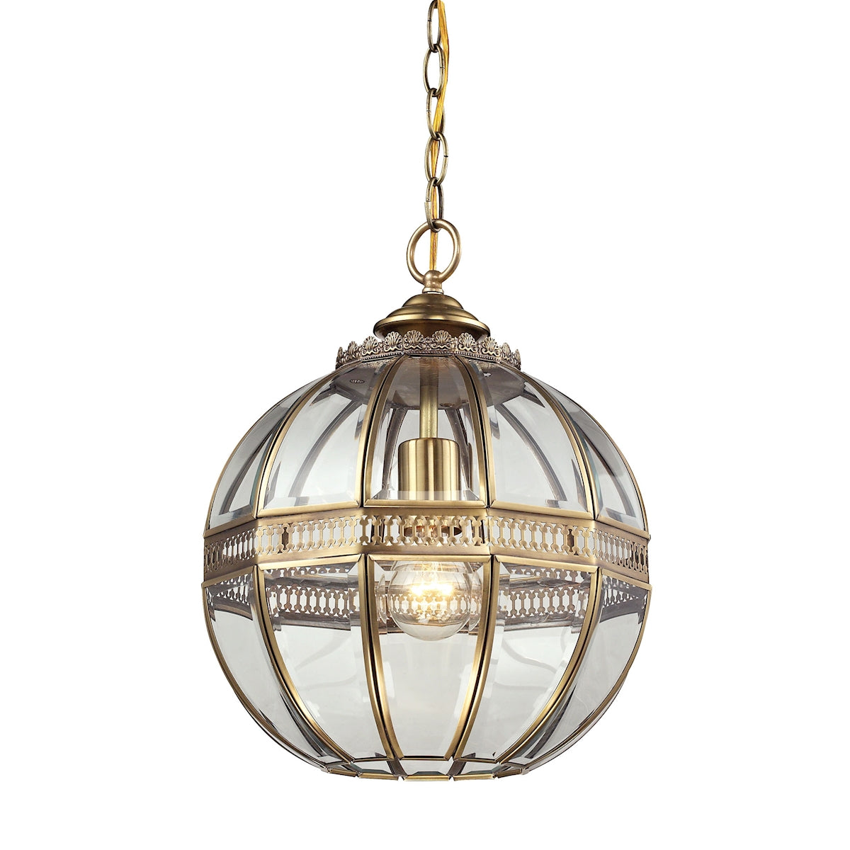 ELK Lighting 22020/1 Randolph 1-Light Mini Pendant in Brushed Brass with Clear Glass Panels
