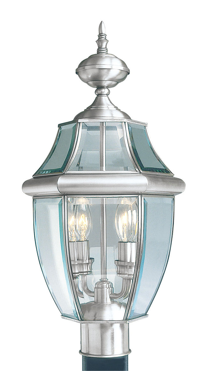LIVEX Lighting 2254-91 Monterey Outdoor Post Lantern in Brushed Nickel (2 Light)