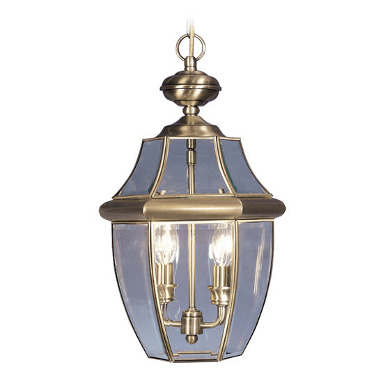 LIVEX Lighting 2255-01 Monterey Outdoor Chain Lantern in Antique Brass (2 Light)