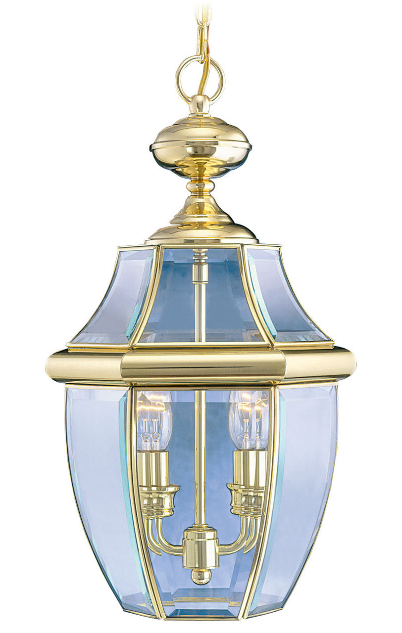 LIVEX Lighting 2255-02 Monterey Outdoor Chain Lantern in Polished Brass (2 Light)