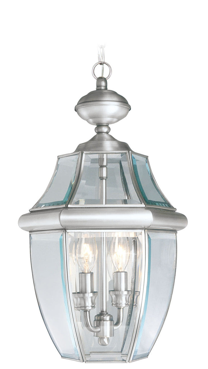 LIVEX Lighting 2255-91 Monterey Outdoor Chain Lantern in Brushed Nickel (2 Light)