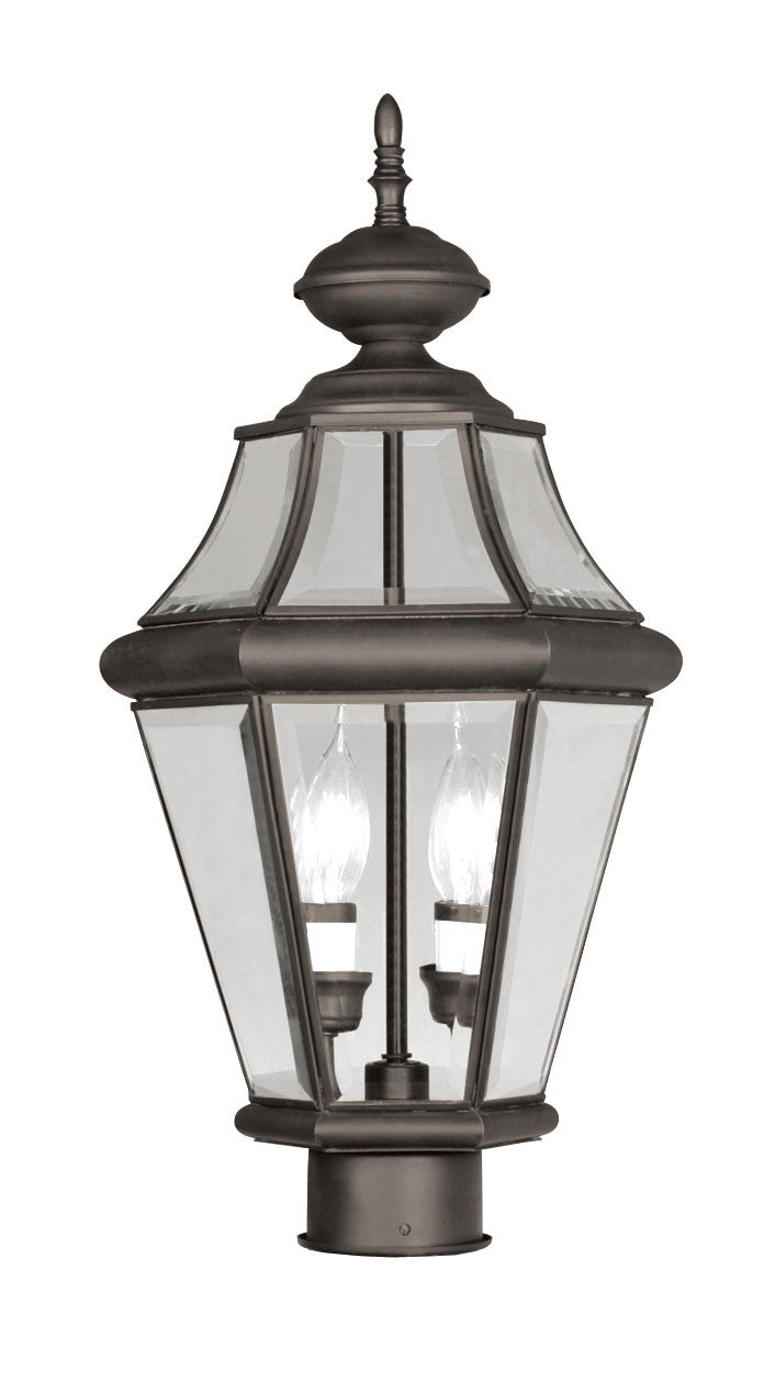 LIVEX Lighting 2264-07 Georgetown Outdoor Post Lantern in Bronze (2 Light)