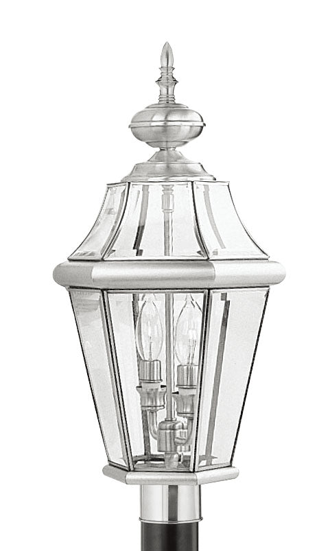 LIVEX Lighting 2264-91 Georgetown Outdoor Post Lantern in Brushed Nickel (2 Light)