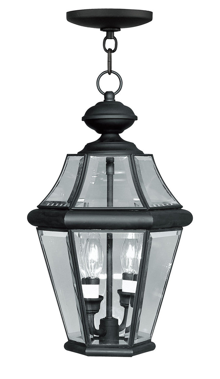 LIVEX Lighting 2265-04 Georgetown Outdoor Chain Lantern in Black (2 Light)