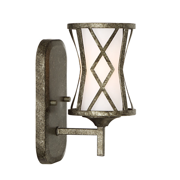 Millennium Lighting 2271-AS Lakewood Etched White Wall Sconce in Antique Silver