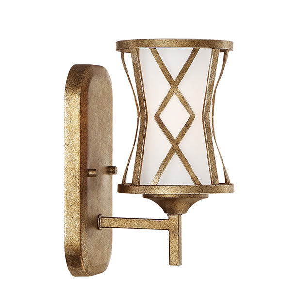 Millennium Lighting 2271-VG Lakewood Etched White Wall Sconce in Vintage Gold