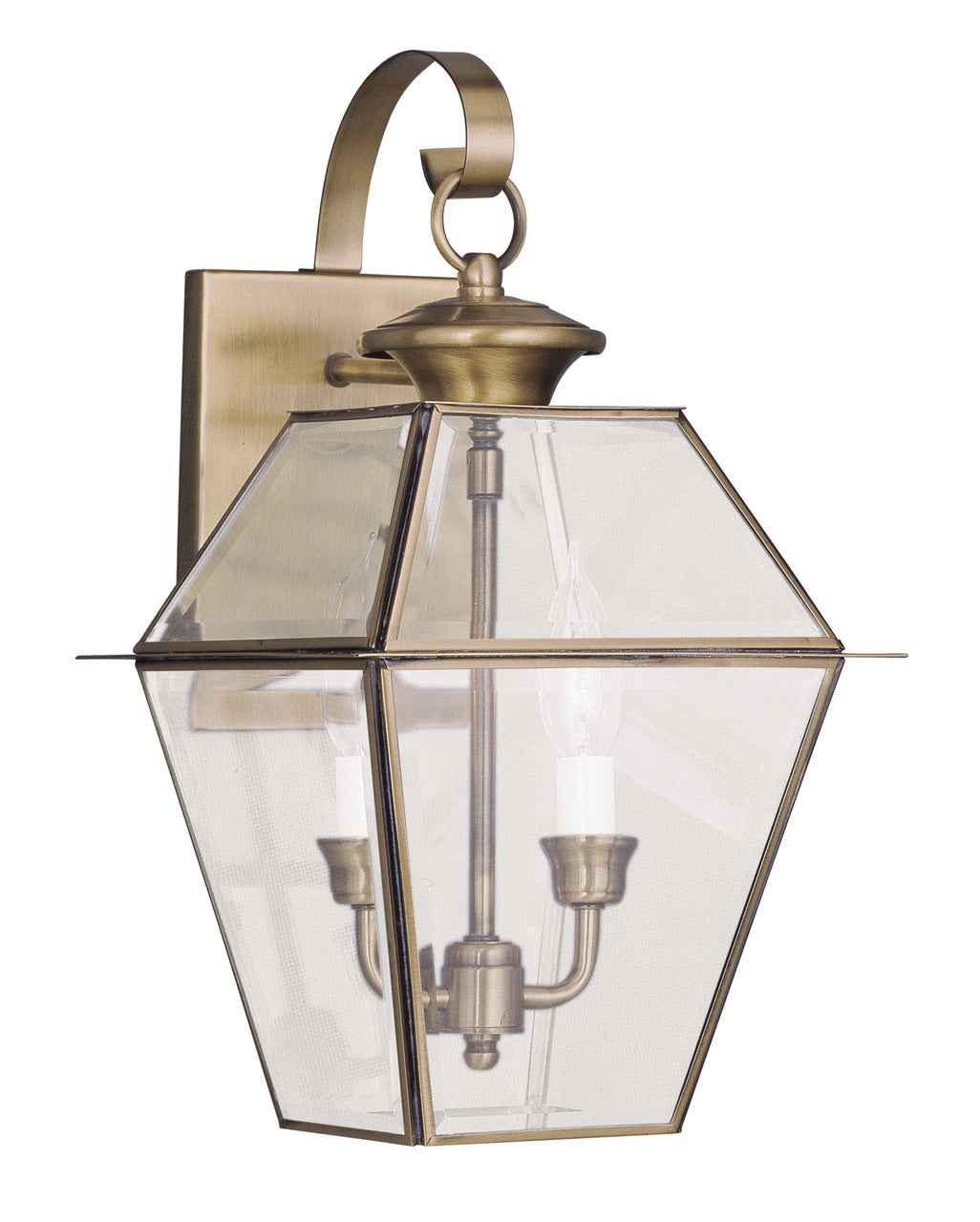 LIVEX Lighting 2281-01 Westover Outdoor Wall Lantern in Antique Brass (2 Light)