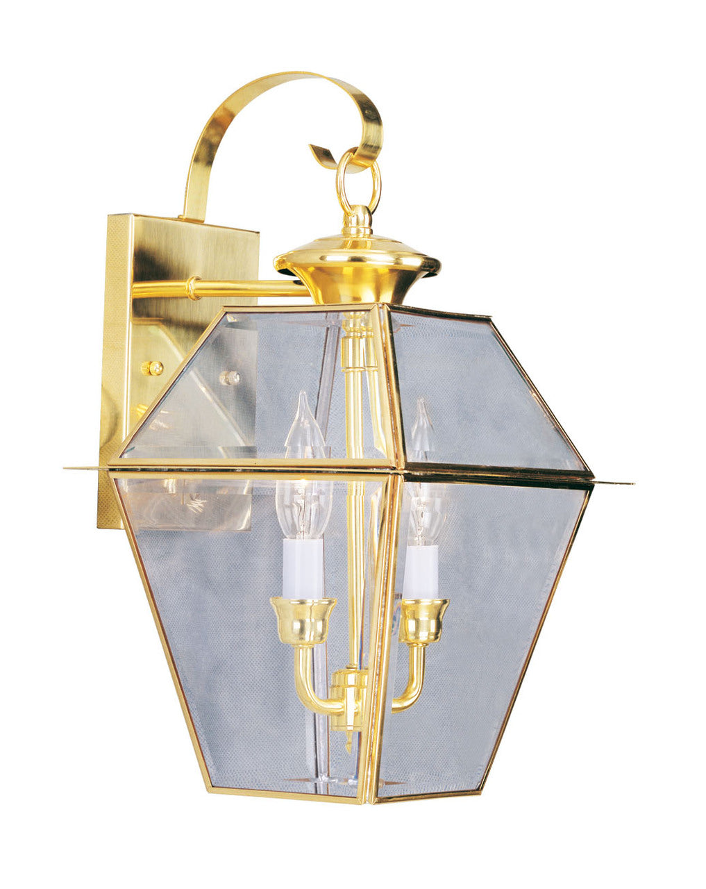 LIVEX Lighting 2281-02 Westover Outdoor Wall Lantern in Polished Brass (2 Light)
