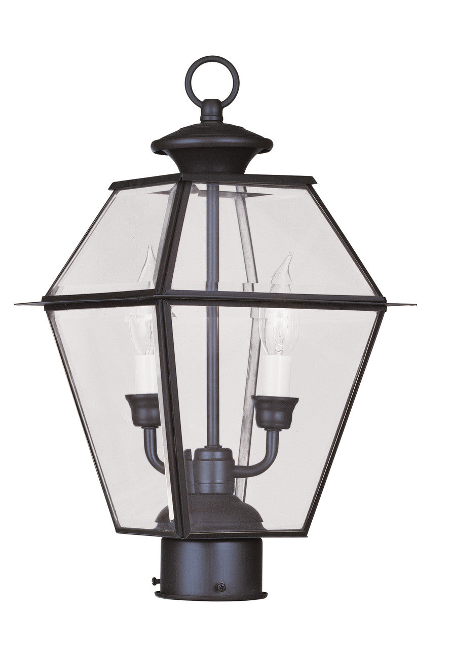 LIVEX Lighting 2284-07 Westover Outdoor Post Lantern in Bronze (2 Light)