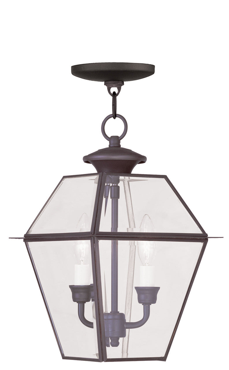 LIVEX Lighting 2285-07 Westover Outdoor Chain Lantern in Bronze (2 Light)