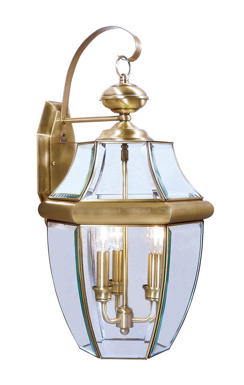 LIVEX Lighting 2351-01 Monterey Outdoor Wall Lantern in Antique Brass (3 Light)