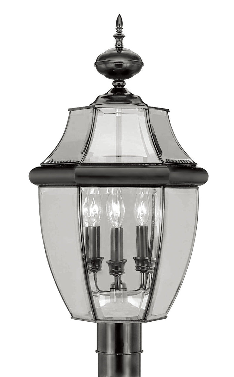 LIVEX Lighting 2354-04 Monterey Outdoor Post Lantern in Black (3 Light)