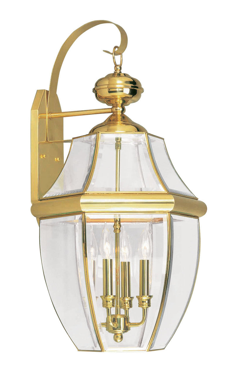 LIVEX Lighting 2356-02 Monterey Outdoor Wall Lantern in Polished Brass (4 Light)