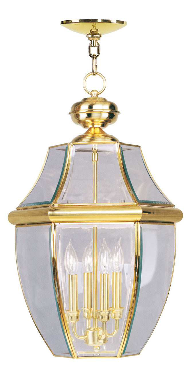 LIVEX Lighting 2357-02 Monterey Outdoor Chain Lantern in Polished Brass (4 Light)