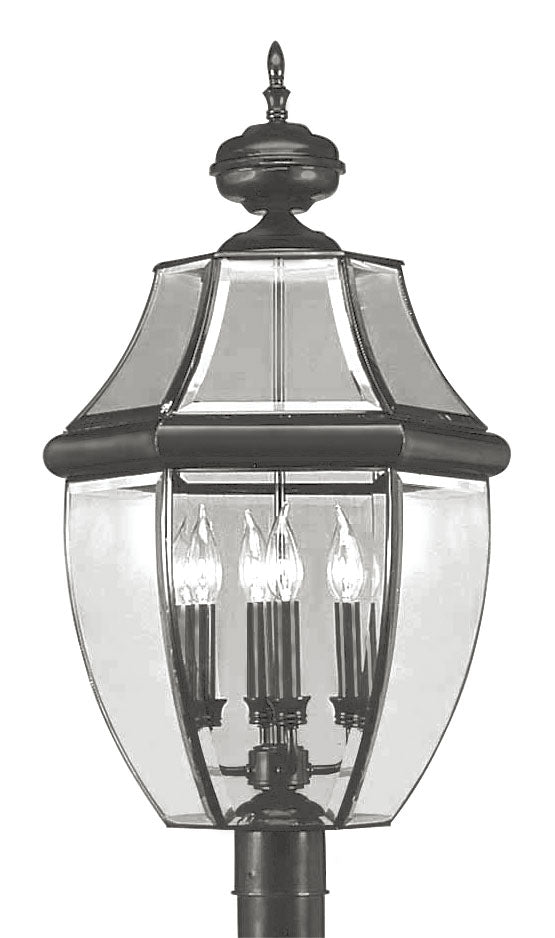 LIVEX Lighting 2358-04 Monterey Outdoor Post Lantern in Black (4 Light)