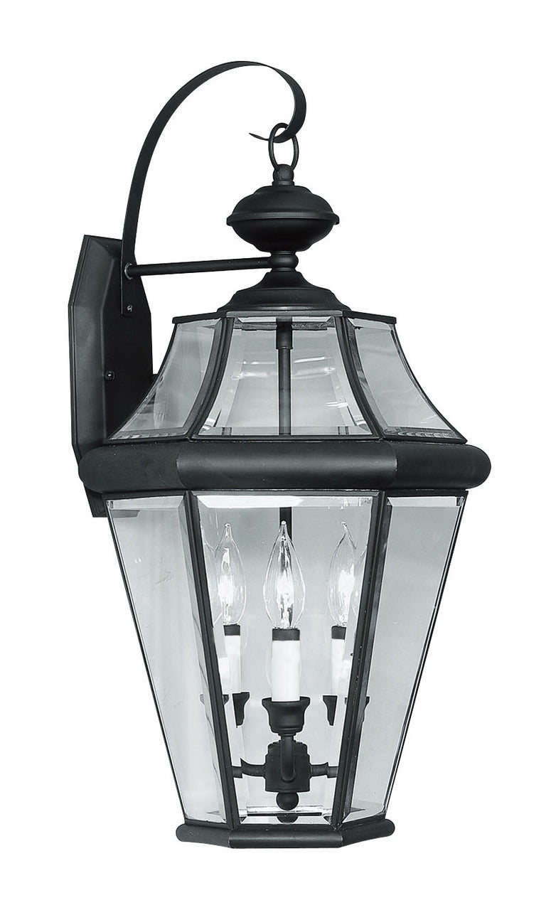 LIVEX Lighting 2361-04 Georgetown Outdoor Wall Lantern in Black (3 Light)