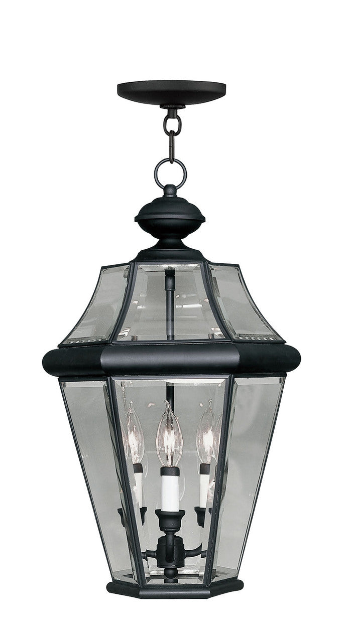 LIVEX Lighting 2365-04 Georgetown Outdoor Chain Lantern in Black (3 Light)