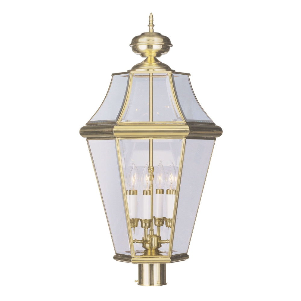 LIVEX Lighting 2368-02 Georgetown Outdoor Post Lantern in Polished Brass (4 Light)