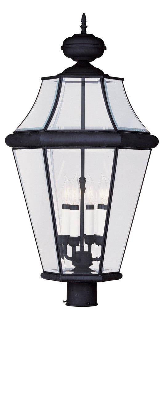 LIVEX Lighting 2368-04 Georgetown Outdoor Post Lantern in Black (4 Light)