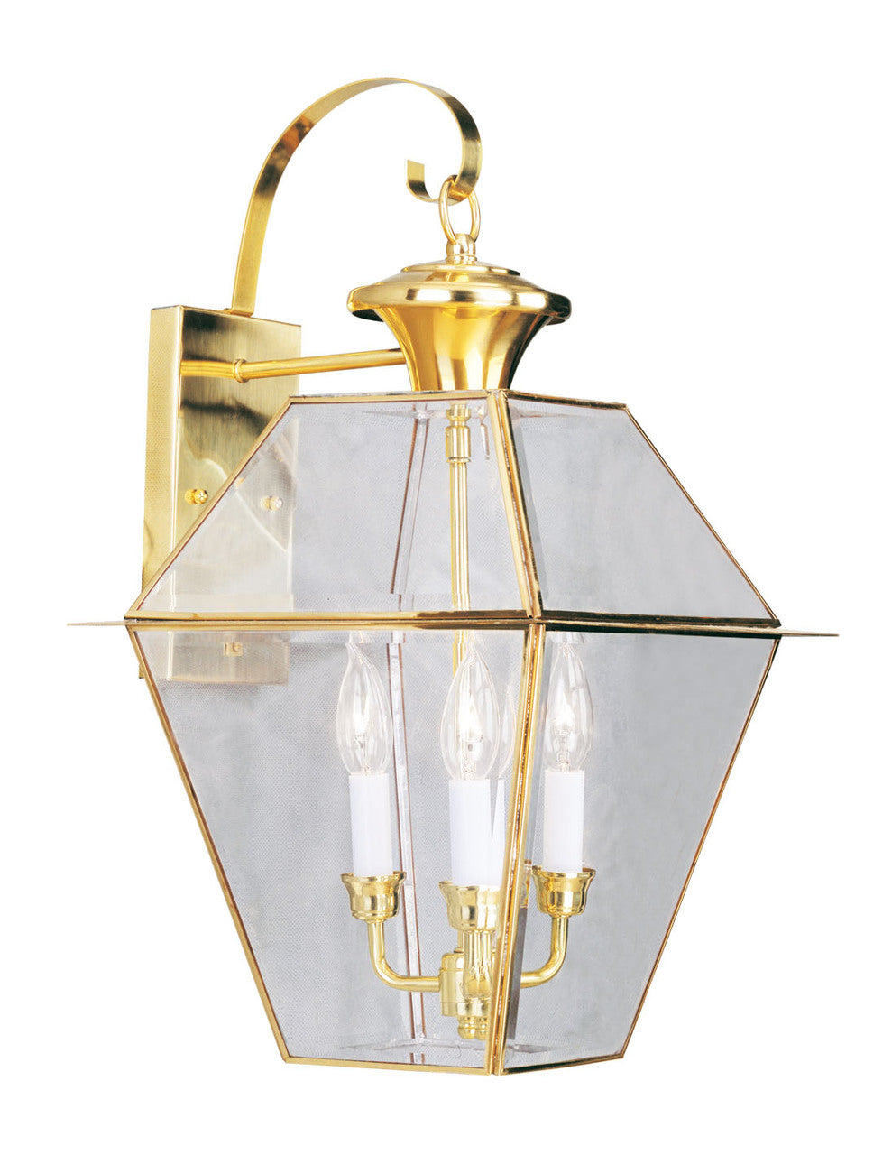 LIVEX Lighting 2381-02 Westover Outdoor Wall Lantern in Polished Brass (3 Light)