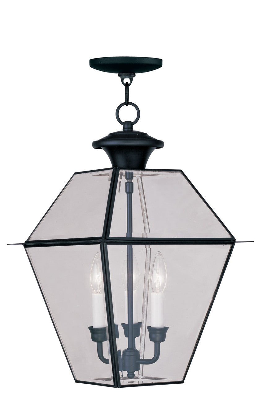 LIVEX Lighting 2385-04 Westover Outdoor Chain Lantern in Black (3 Light)
