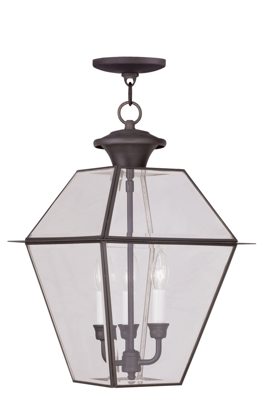 LIVEX Lighting 2385-07 Westover Outdoor Chain Lantern in Bronze (3 Light)