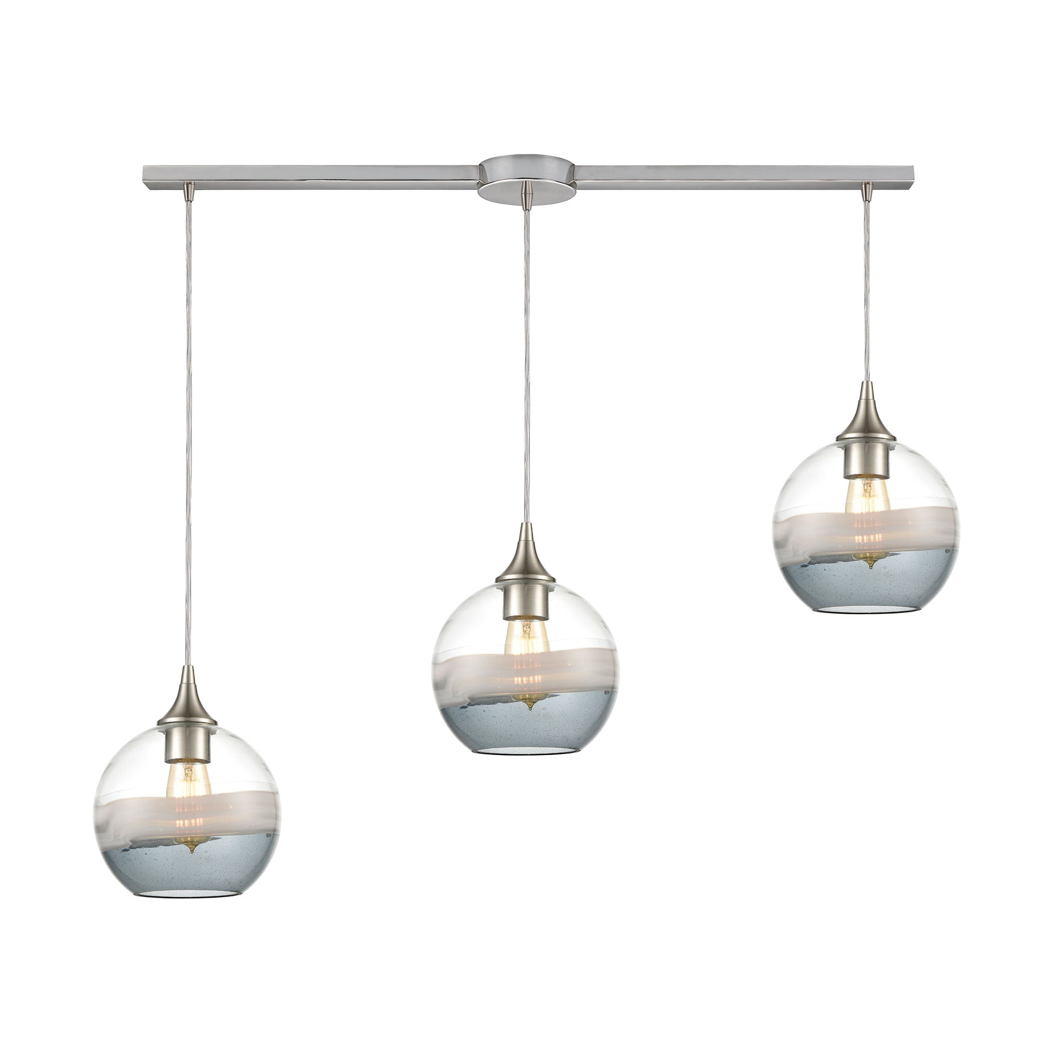 ELK Lighting 25099/3L Sutter Creek 3-Light Linear Mini Pendant Fixture with Clear, Grey, and Smoke Seedy Glass