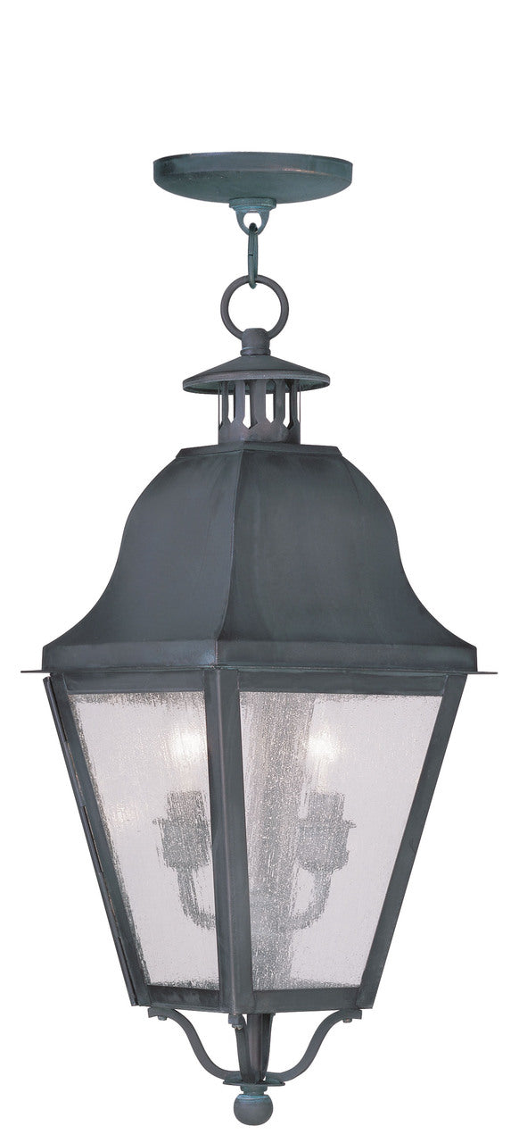 LIVEX Lighting 2546-61 Amwell Outdoor Chain Lantern in Charcoal (2 Light)