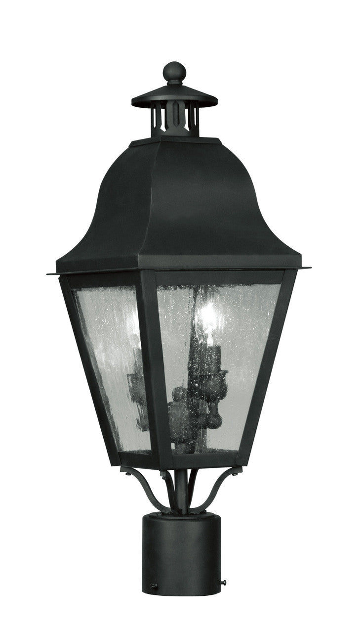 LIVEX Lighting 2552-04 Amwell Outdoor Post Lantern in Black (2 Light)