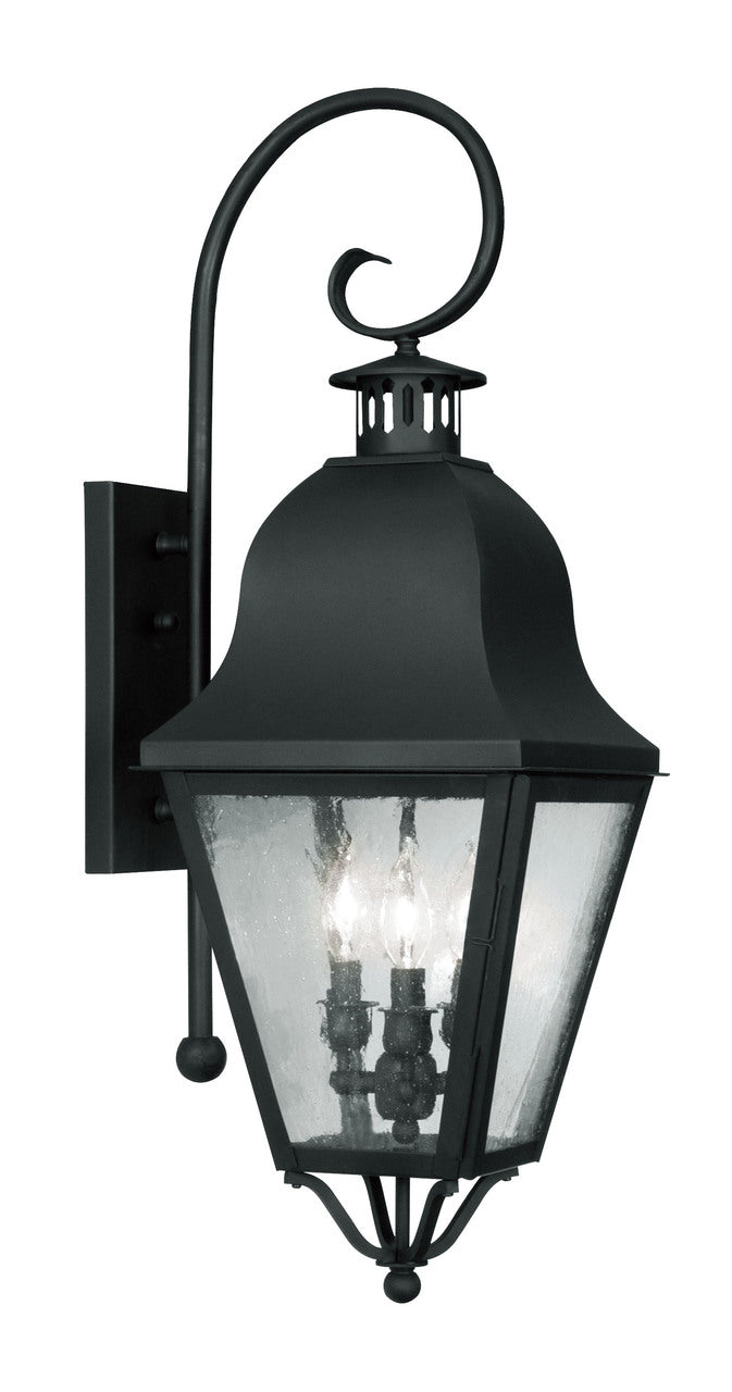 LIVEX Lighting 2555-04 Amwell Outdoor Wall Lantern in Black (3 Light)