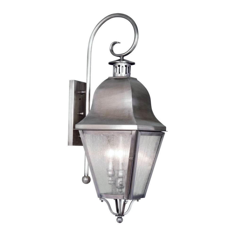 LIVEX Lighting 2555-29 Amwell Outdoor Wall Lantern in Vintage Pewter (3 Light)
